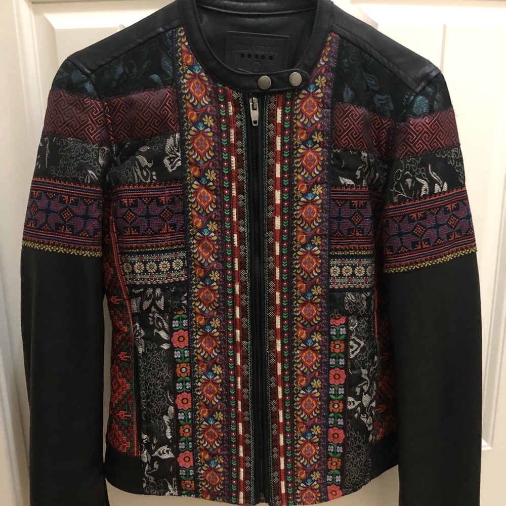 Sundance leather and embroidered jacket
